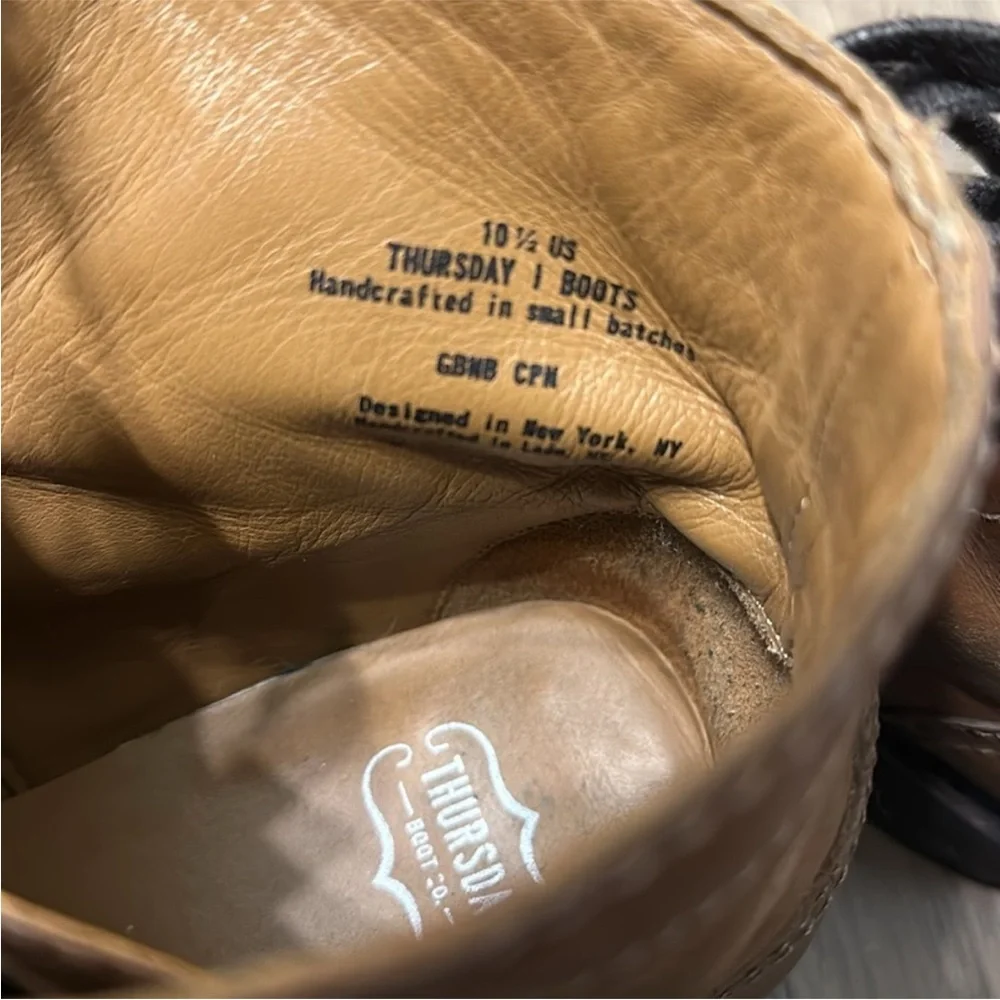 THURSDAY Men's Brown Leather Boots - Limited Edition Golden Brown - Picture 9 of 9
